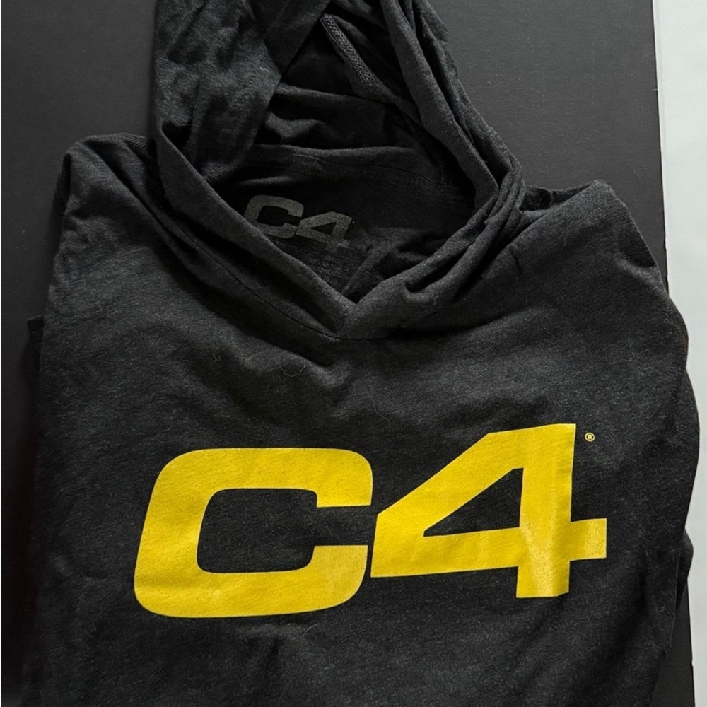 C4 Black Hoodie with Yellow Logo XL. MENS very soft and lightweight.